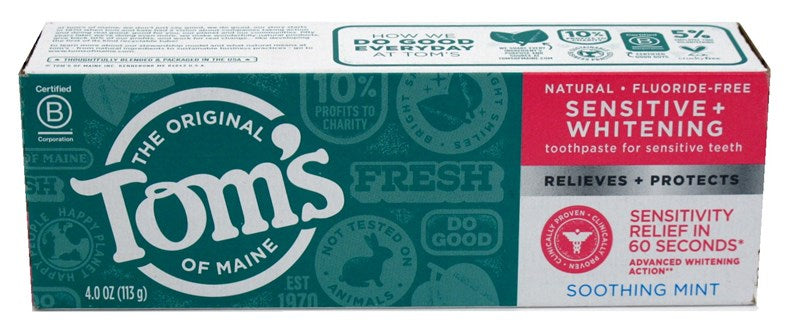 Toms Toothpaste Sensitive + Whitening Soothing Mint 4oz