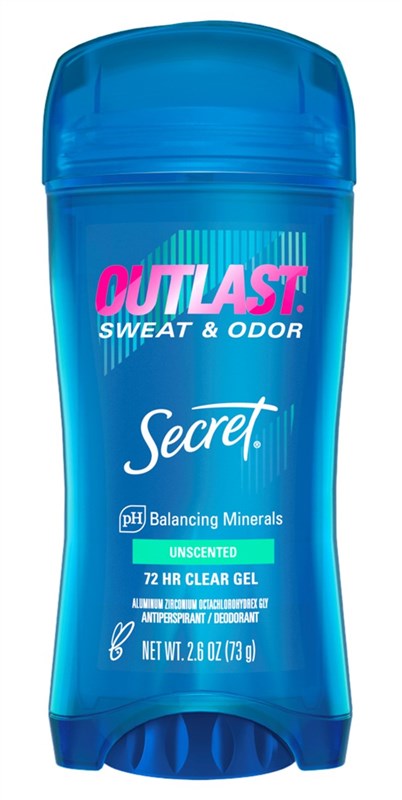 Secret Deodorant Outlast 2.6oz Clear Gel Unscented
