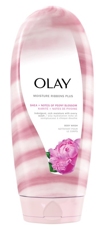 Olay Body Wash 18oz Moist Ribbons+Shea+Notes Of Peony