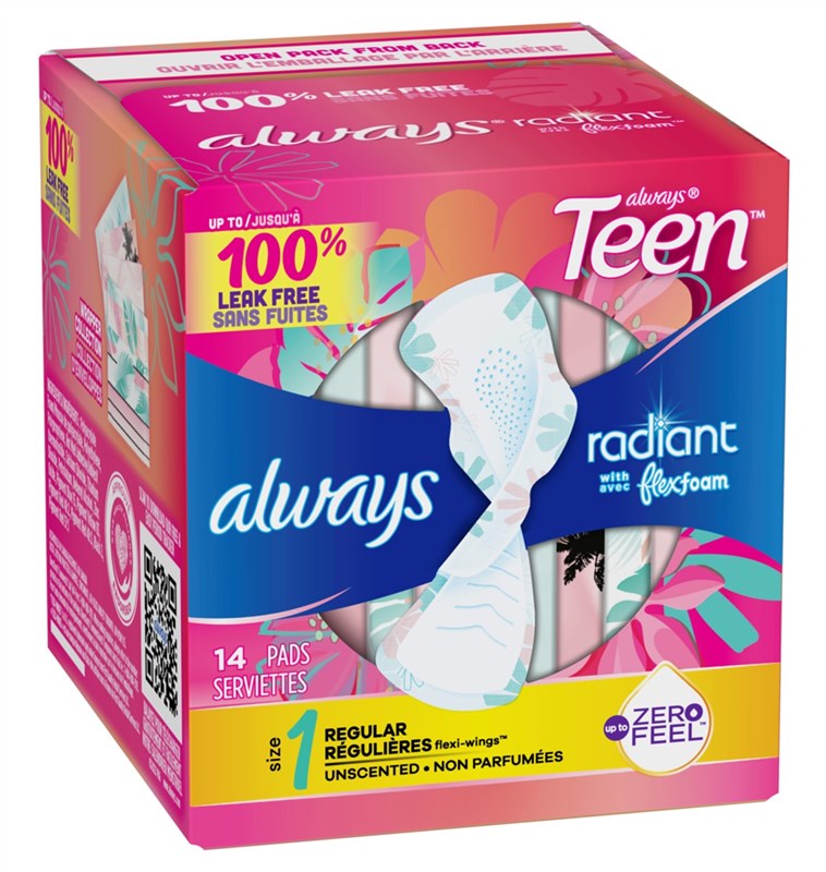 Always Pads Size 1 Teen Radiant Regular