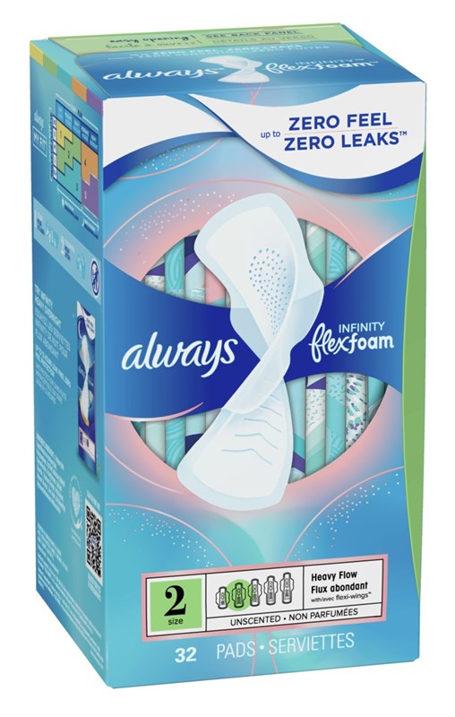 Always Pads Size 2 Infinity Flex Foam Heavy Flow