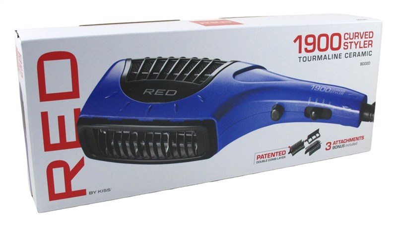 Kiss Red Dryer Curved Styler 1900 Watt W/3 Attachments
