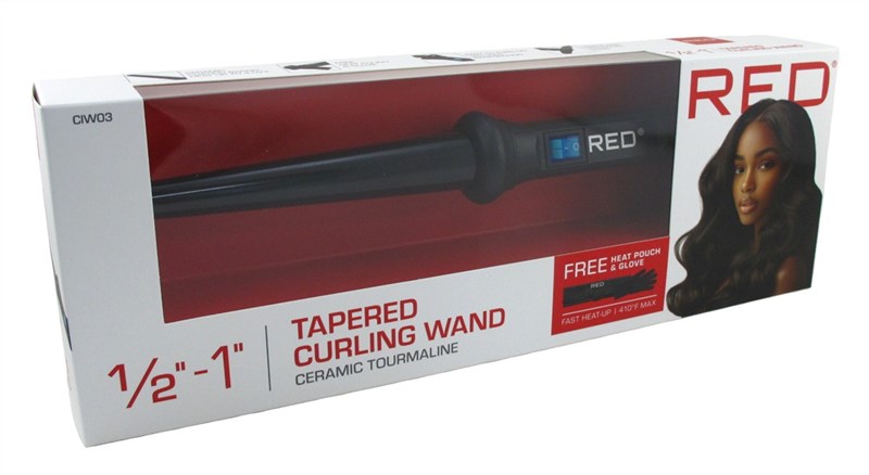 Kiss Red Curling Wand 0.5Inch To 1Inch Tapered