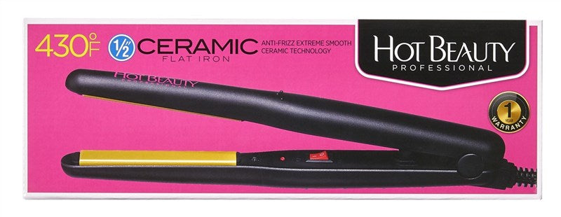 Hot Beauty Ceramic  Flat Iron 1/2 Inch