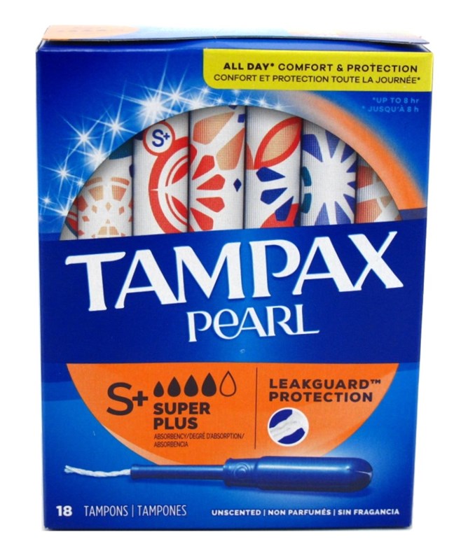 Tampax Tampons Pearl Super Plus 18 Count Unscented