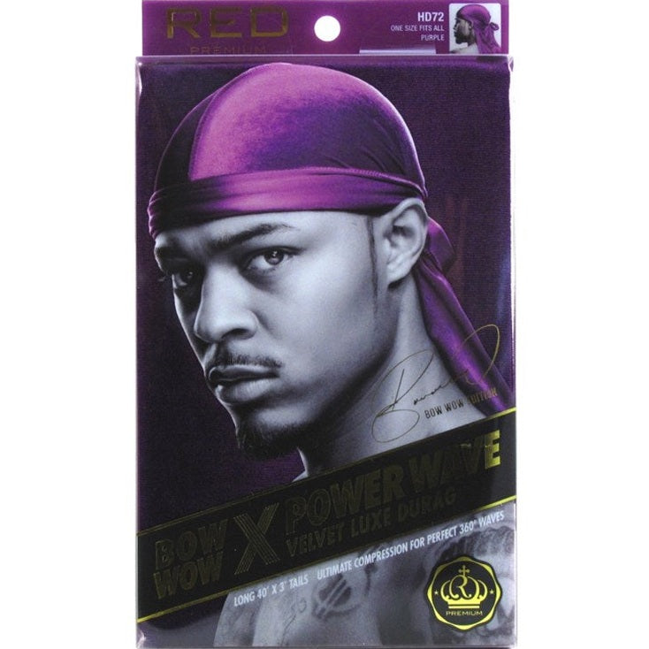 Kiss Red Durag Bow Wow Power Wave Velvet Purple ( (1PC))