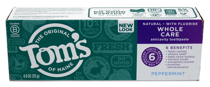 Toms Nat Toothpaste Whole Care Peppermint 4oz
