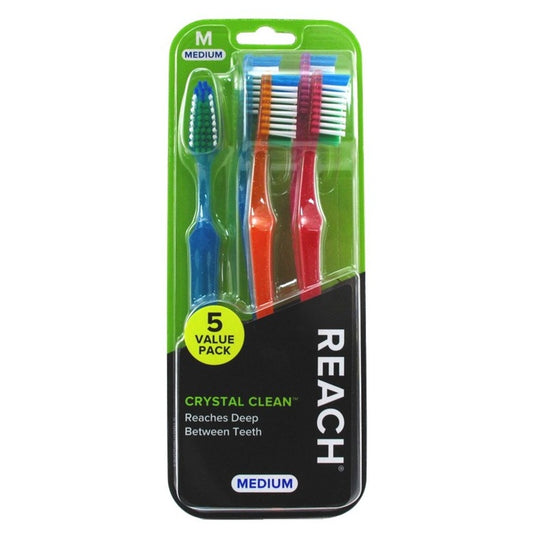 Reach Toothbrush Crystal Clean Medium 5 Count (1PC) Asst Clrs