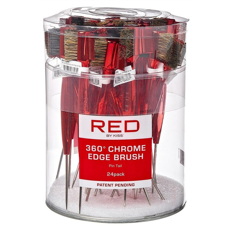 Kiss Red Chrome Edge Brush 360 Pin Tail (24in) Red