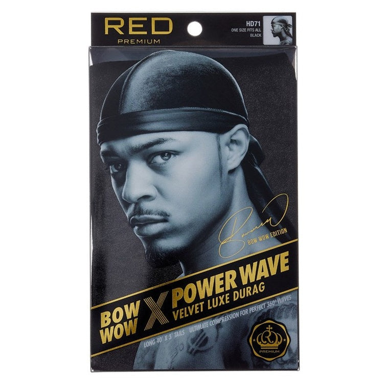 Kiss Red Durag Bow Wow Power Wave Velvet Black ( (1PC))