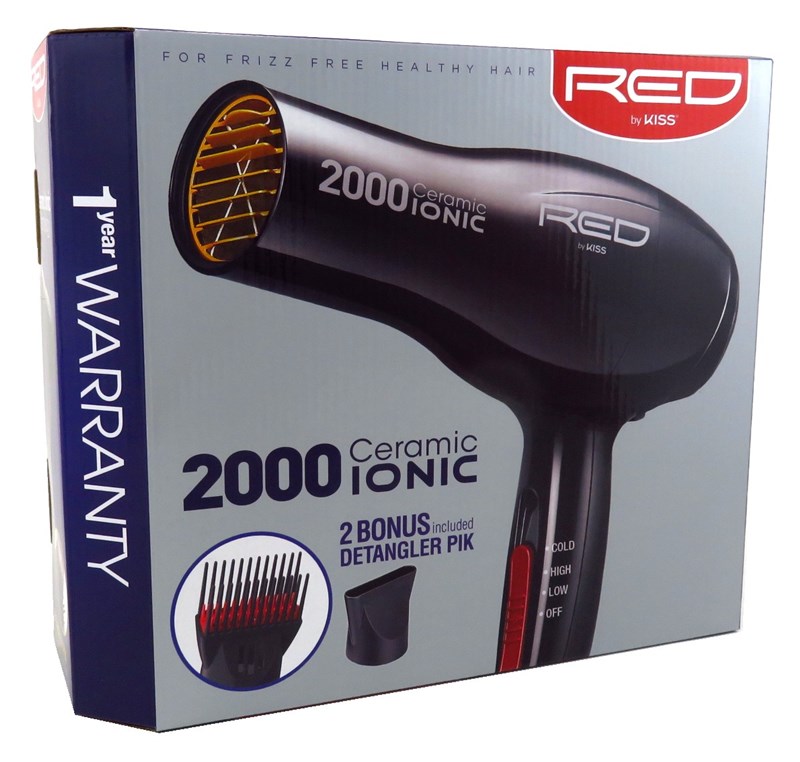 Kiss Red Dryer 2000 Watt With 2 Attachments (Ceramic Ionic)