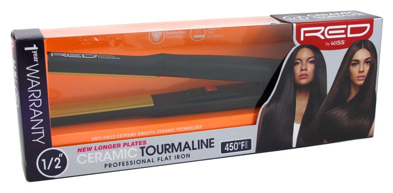Kiss Red Flat Iron 0.5Inch Ceramic Tourmaline