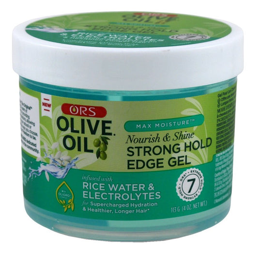 Ors Olive Oil Strong Hold Edge Gel With Rice Water 4oz Jar