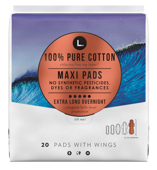 L. Pads Size 5 Maxi Extra Long Overnight 20 Count Wings