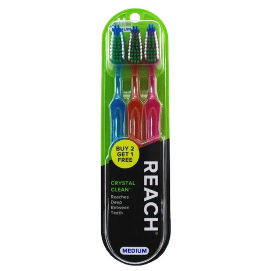 Reach Toothbrush Crystal Clean Medium 3Ct B2G1 (1PC) Asstclrs