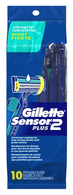 Gillette Mens Sensor Plus 2 Razor Disposable 10 Count