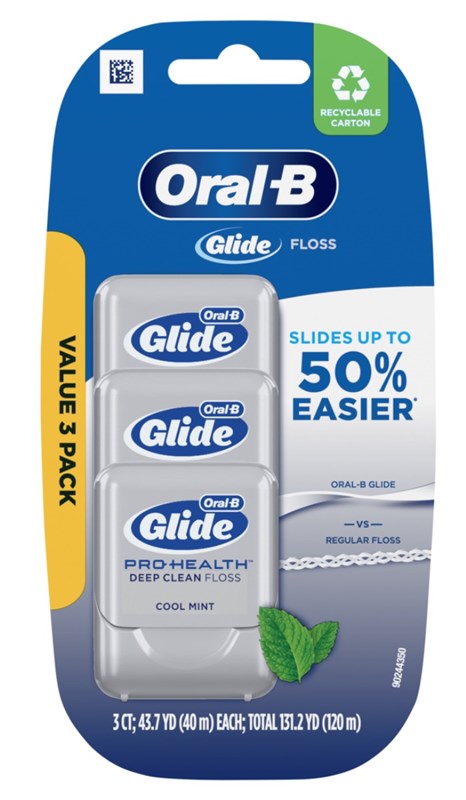 Oral-B Glide Floss Pro-Health Cool Mint 131.2 Yds Value 3-Pk
