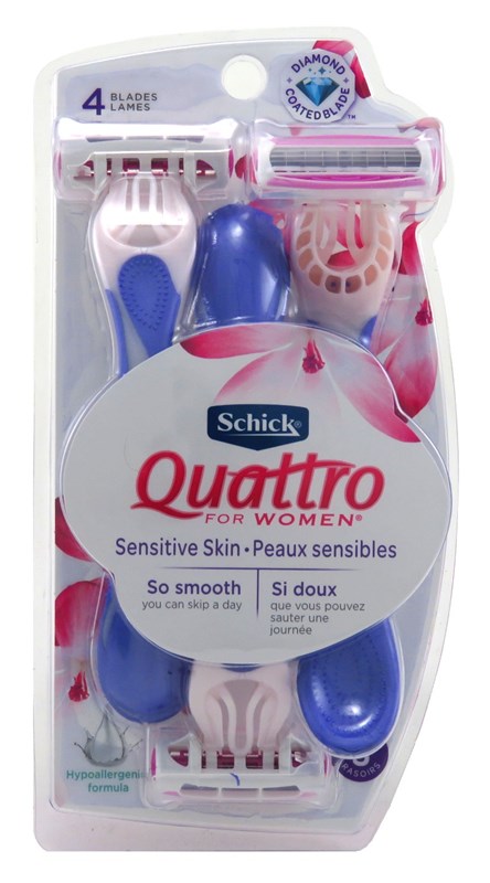 Schick Womens Quattro Razor Sensitive Disposable 3 Count