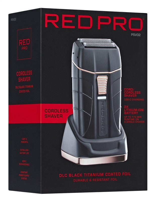 Kiss Red Pro Cordless Shaver Matte Black W/Charging Station