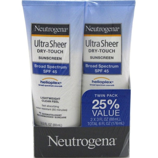 Neutrogena Ultra Sheer Spf#45 Dry Touch Lotion Twin Pack 3oz