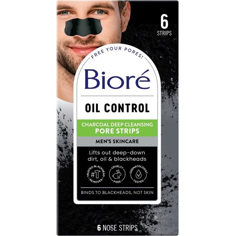 Biore Mens Charcoal Nose Strip 6 Count