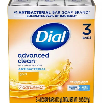 Dial Bar Soap Gold 4oz 3 Count Advanced Clean Antibacterial