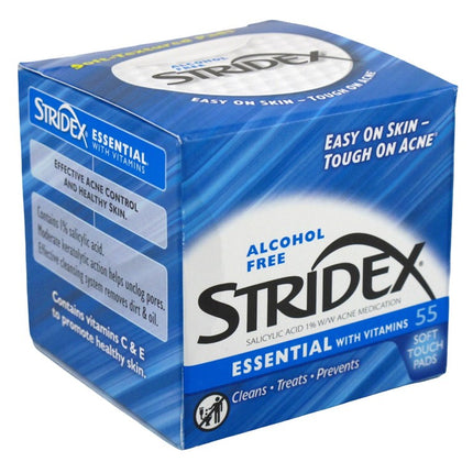 Stridex Acne Pads Essential W/Vitamins 55 Ct Alcohol-Free