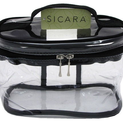 Sicara Clear Cosmetic Bag Oval Train Case (5.5X7.5X4)