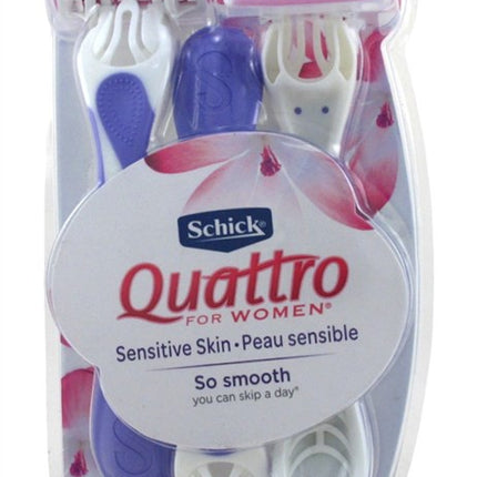 Schick Womens Quattro Razor Sensitive Disposable 3 Count