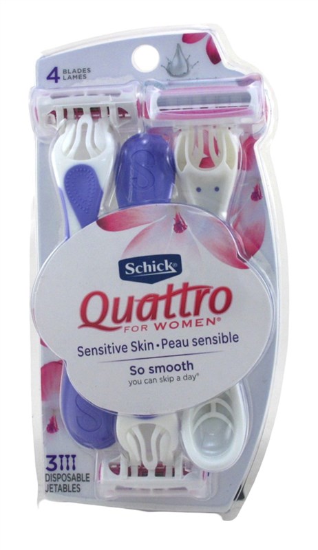 Schick Womens Quattro Razor Sensitive Disposable 3 Count