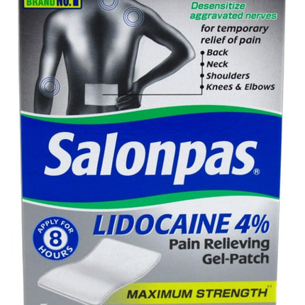 Salonpas Lidocaine 4% Pain Relieving Gel-Patch 6 Count