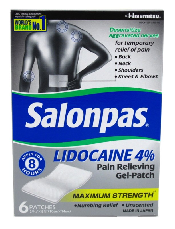 Salonpas Lidocaine 4% Pain Relieving Gel-Patch 6 Count