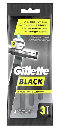 Gillette Mens Black Razor Disposable 3 Count (4 Pieces)