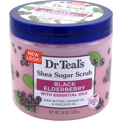 Dr Teals Shea Sugar Scrub Black Elderberry 19oz Jar