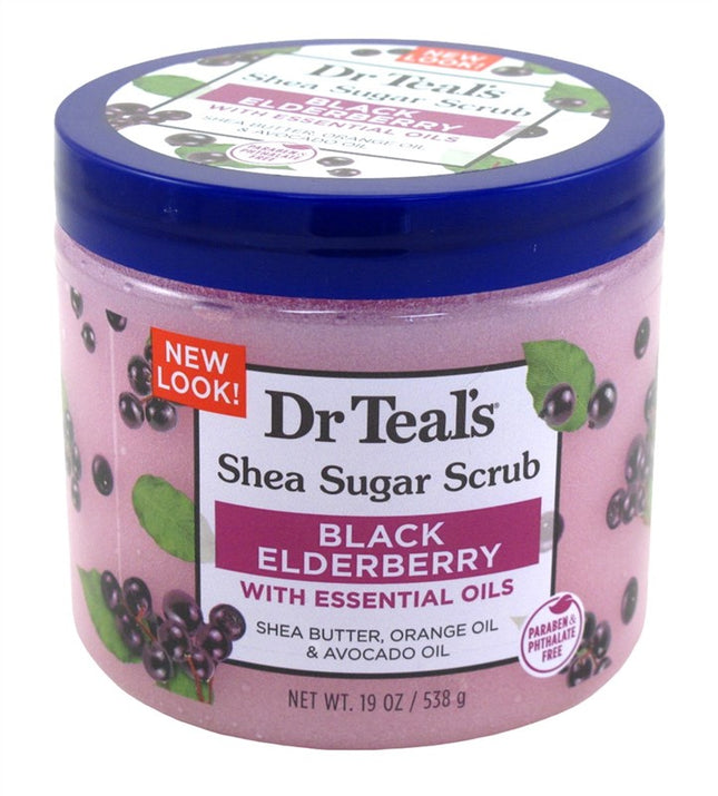 Dr Teals Shea Sugar Scrub Black Elderberry 19oz Jar