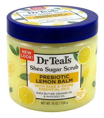 Dr Teals Shea Sugar Scrub Prebiotic Lemon Balm 19oz Jar