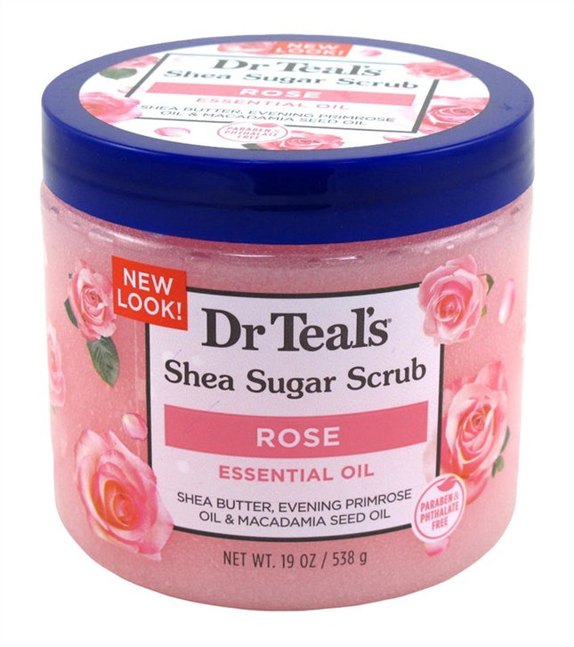 Dr Teals Shea Sugar Scrub Rose 19oz Jar