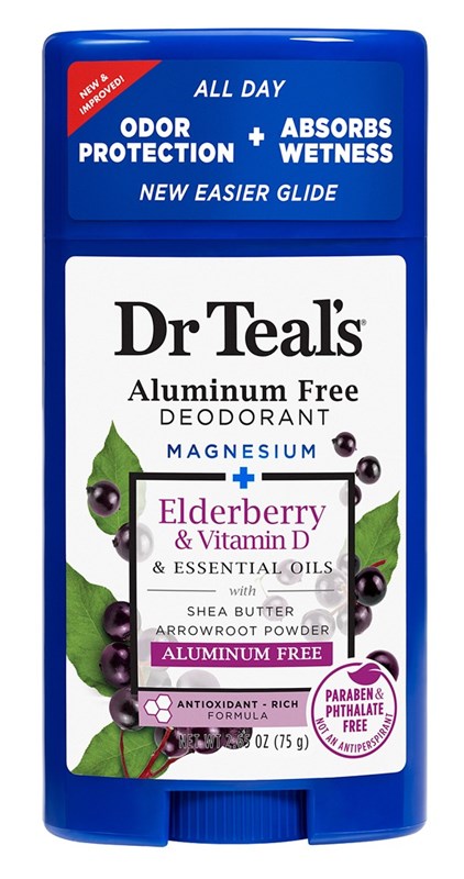 Dr Teals Deodorant Elderberry & Vit-D 2.65oz Aluminum-Free