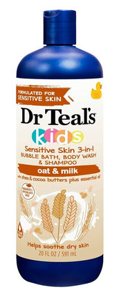 Dr Teals Kids 3-In-1 Shampoo/ Bath/Body Wash Oat + Milk 20oz