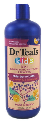 Dr Teals Kids 3-In-1 Shampoo/ Bath/Body Wash Elderberry 20oz