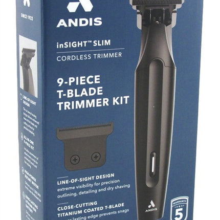 Andis Trimmer Insight Slim 9Pc T-Blade Kit Cordless Black