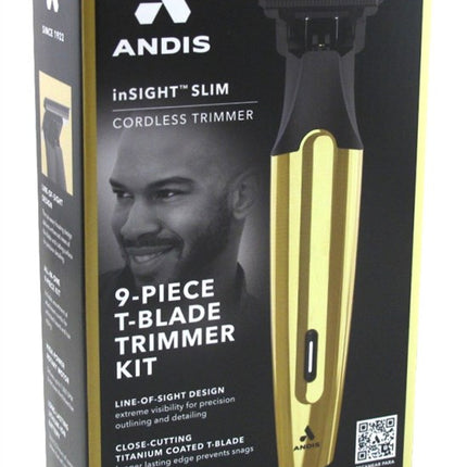 Andis Trimmer Insight Slim 9Pc T-Blade Kit Cordless Gold