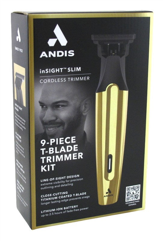 Andis Trimmer Insight Slim 9Pc T-Blade Kit Cordless Gold