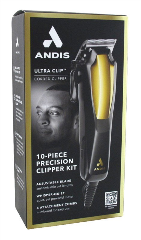 Andis Clipper Ultra Clip 10 Piece Precision Kit Gold