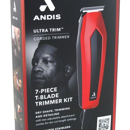 Andis Trimmer Ultra Trim 7 Piece T-Blade Kit Red