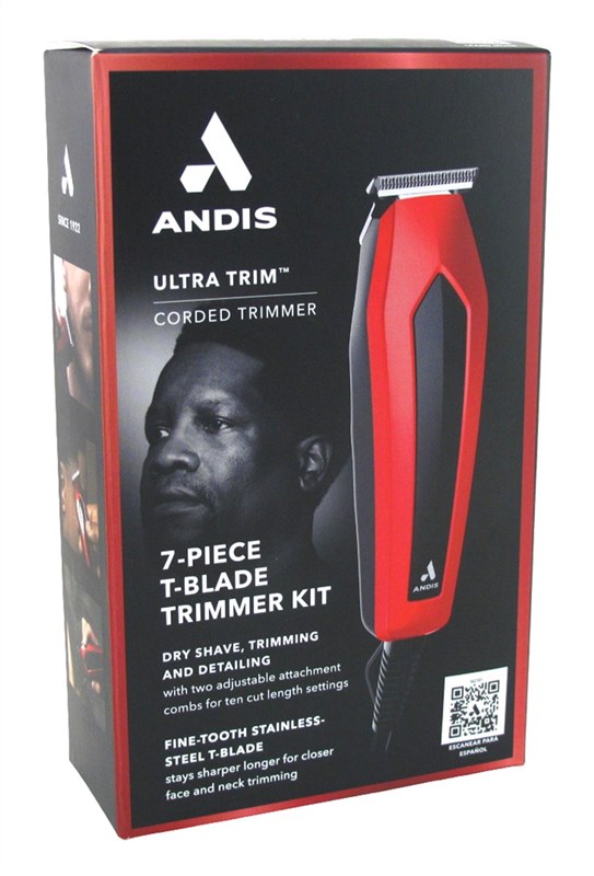Andis Trimmer Ultra Trim 7 Piece T-Blade Kit Red