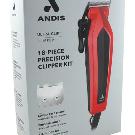 Andis Clipper Ultra Clip 18 Piece Precision Kit Red