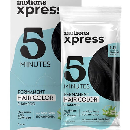 Motions Xpress Permanent Color Shampoo 1.0 Natural Black(6 Pieces)