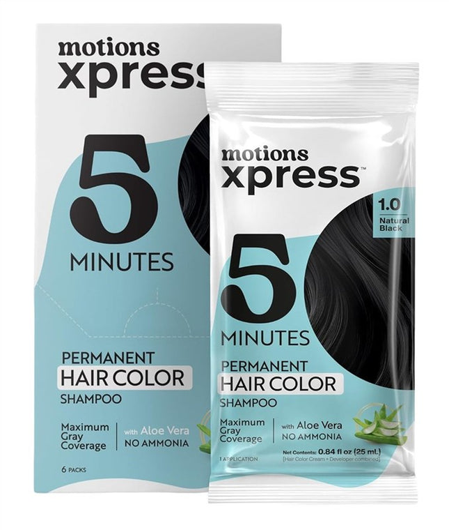 Motions Xpress Permanent Color Shampoo 1.0 Natural Black(6 Pieces)