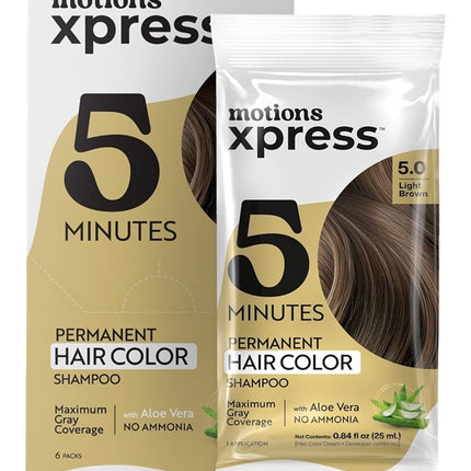 Motions Xpress Permanent Color Shampoo 5.0 Light Brown)